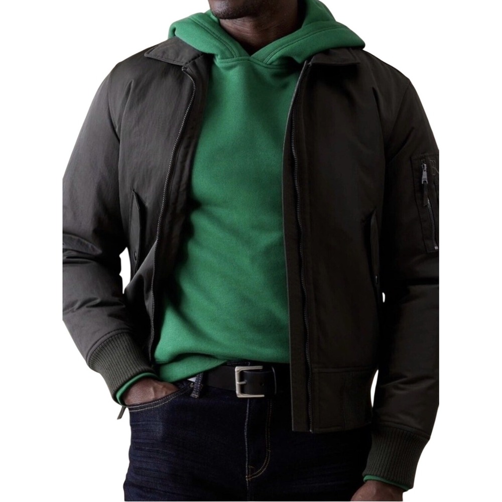 Banana Republic Mens Olive Green Quilted Bomber Flight Jacket Large L